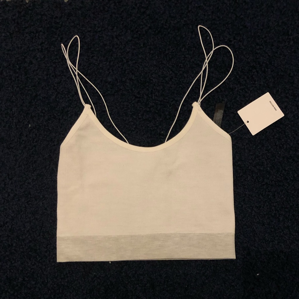 white crop top with elastic string straps